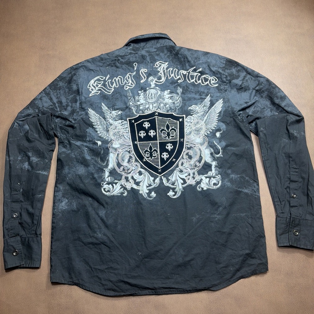 Vintage RAWBLUE Y2K Embroidered Shirt Mens M Baggy Fit " Kings Justice Rare! 🔥
